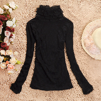 冬款加厚韓版蕾絲打底衫 雙層花邊領，優雅與溫暖并存
